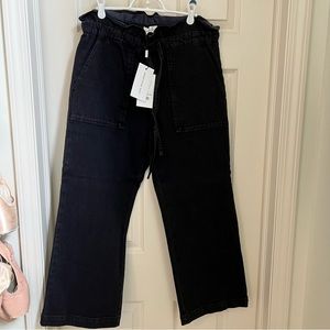 Something Navy paper bag waist black jeans size large